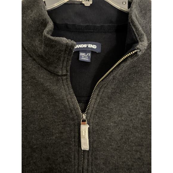 Lands End Sweater Mens Large 3XLT dark Grey Knit Pullover 1/4 Zip - Picture 3 of 11